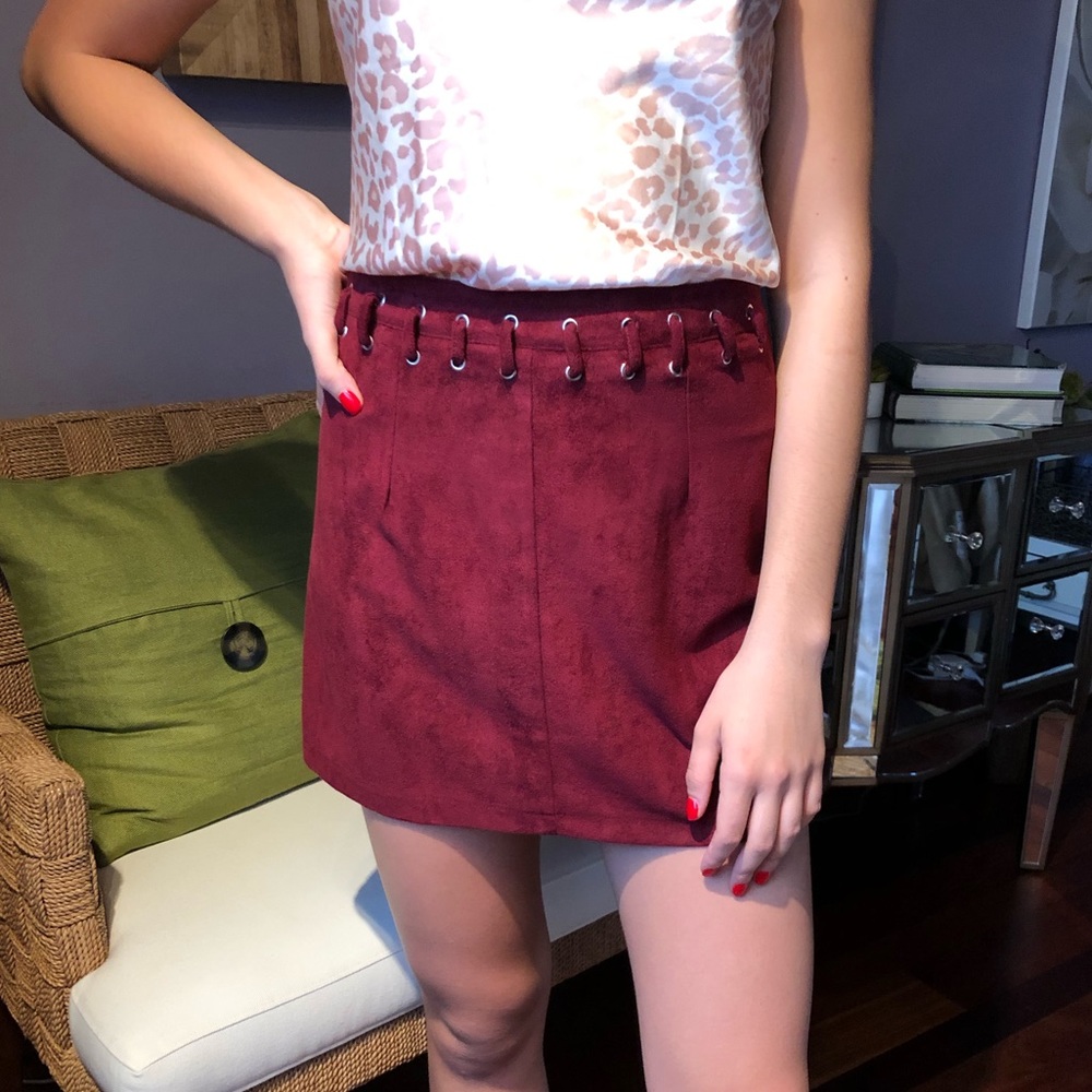 Red Suede Skirt